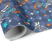 Skeletons on BMX Bikes Patterned Cadeaupapier (Rol Hoek)