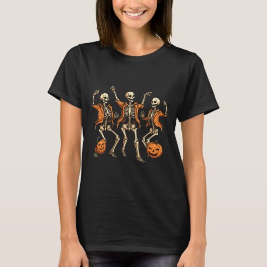 Skeletons Pompoen Halloween T-shirt (Voorkant)