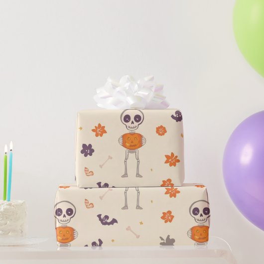 Skeletons & Pumpkins Cadeaupapier (Feestgeschenken)