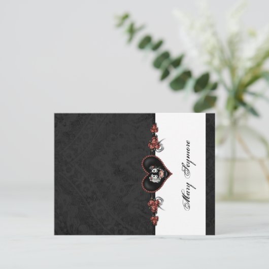 Skeletons Zwart ADD NAAM GLANS Vouwplaats Kaart (Staand voorkant)