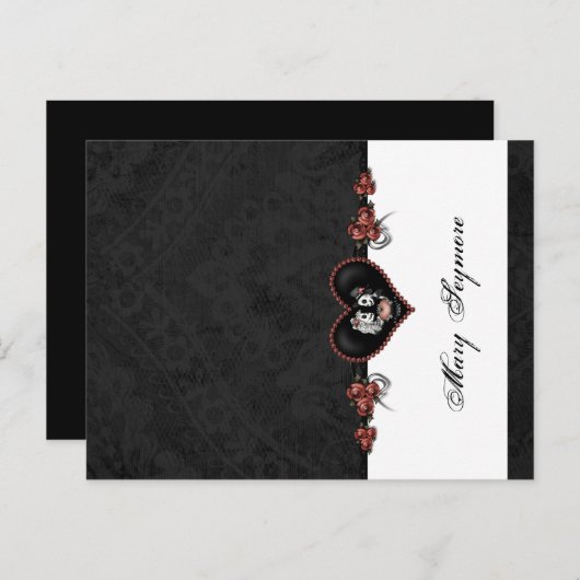 Skeletons Zwart ADD NAAM GLANS Vouwplaats Kaart (Voorkant / Achterkant)