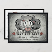 Skeletons Zwart Grijs Wit SAVE THE DATE Aankondigingskaart (Voorkant / Achterkant)