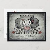 Skeletons Zwart Grijs Wit SAVE THE DATE Aankondigingskaart (Voorkant / Achterkant)