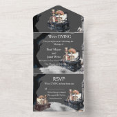 skeletpaar bruiloft all in one uitnodiging (Binnen)