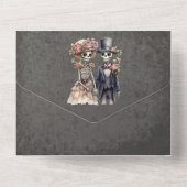 skeletpaar bruiloft all in one uitnodiging (Achterkant)