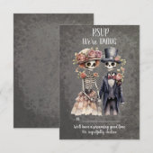 skeletpaar bruiloft RSVP kaartje (Voorkant / Achterkant)