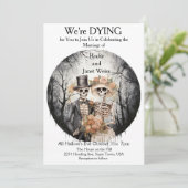 Skeletpaar bruiloft uitnodiging (Staand voorkant)