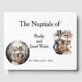 Skeletpaar bruiloft uitnodiging gastenboek