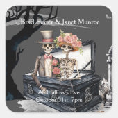 skeletpaar bruiloft vierkante sticker (Voorkant)