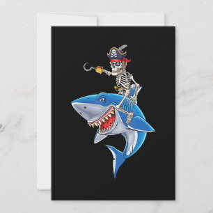 Skeletpiraten Riding Shark Cute Boys Halloween Bedankkaart