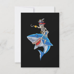 Skeletpiraten Riding Shark Cute Boys Halloween Bedankkaart