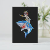 Skeletpiraten Riding Shark Cute Boys Halloween Kaart (Staand voorkant)