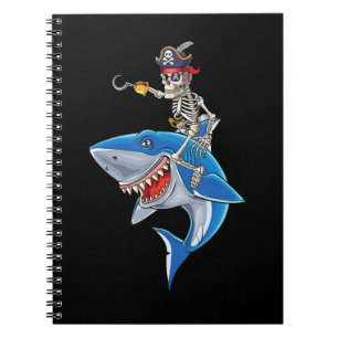 Skeletpiraten Riding Shark Cute Boys Halloween Notitieboek