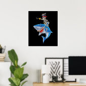 Skeletpiraten Riding Shark Cute Boys Halloween Poster (Thuiskantoor)