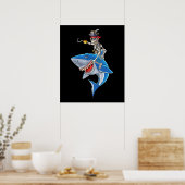 Skeletpiraten Riding Shark Cute Boys Halloween Poster (Keuken)