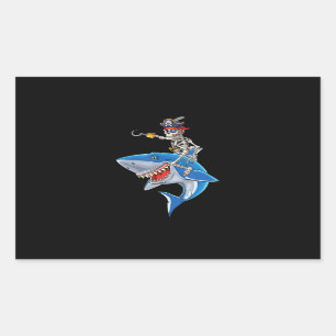 Skeletpiraten Riding Shark Cute Boys Halloween Rechthoekige Sticker