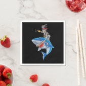 Skeletpiraten Riding Shark Cute Boys Halloween Servet (Insitu)