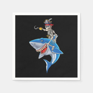 Skeletpiraten Riding Shark Cute Boys Halloween Servet