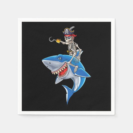 Skeletpiraten Riding Shark Cute Boys Halloween Servet (Voorkant)