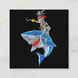 Skeletpiraten Riding Shark Cute Boys Halloween Vierkante Visitekaartje