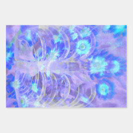 Skeletrib Kooi Floral Paars Blauw  Inpakpapier Vel