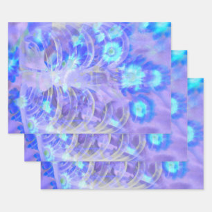 Skeletrib Kooi Floral Paars Blauw  Inpakpapier Vel