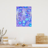 Skeletrib Kooi Floral Paars Blauw  Poster (Keuken)