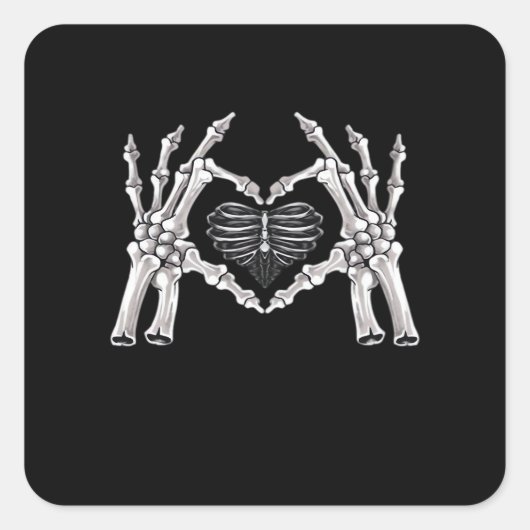 Skeletribben Handje Vierkante Sticker (Voorkant)
