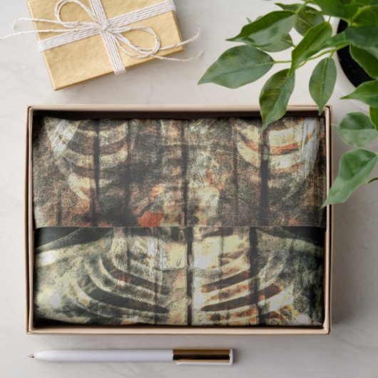 Skeletribbenkooi Beige Black Oranje  Tissuepapier (Geschenk)