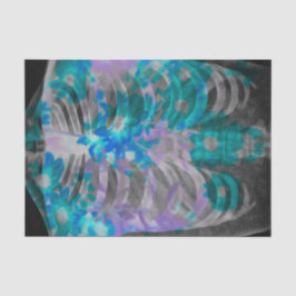 Skeletribbenkooi Floral Blauwgroen zwart  Tissuepapier