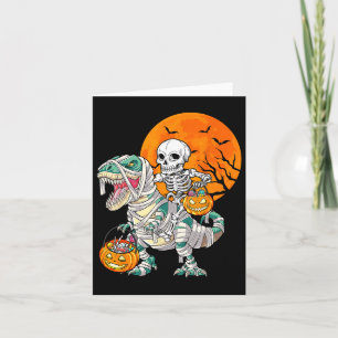 Skeletrijdende mummie dinosaurus T Rex Halloween p Kaart