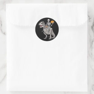Skeletrijdende mummie dinosaurus T rex Halloween Ronde Sticker