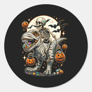 Skeletrijdende mummie dinosaurus T Rex kinderen jo Ronde Sticker