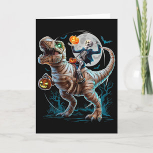Skeletrijdende mummipompoen T Rex-dinosauriër Grap Kaart
