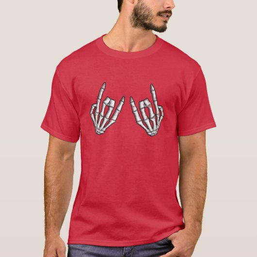 Skeletrock op bord rock-'n-roll t-shirt (Voorkant)