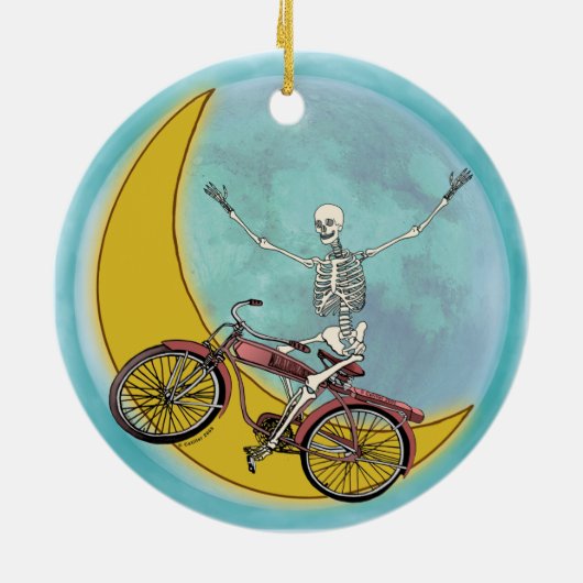 Skeletrog Bike Keramisch Ornament (Achterkant)