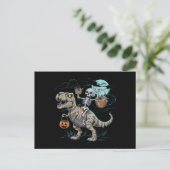 Skeletrog Dinosaur T rex Halloween Pumpkin Briefkaart (Staand voorkant)
