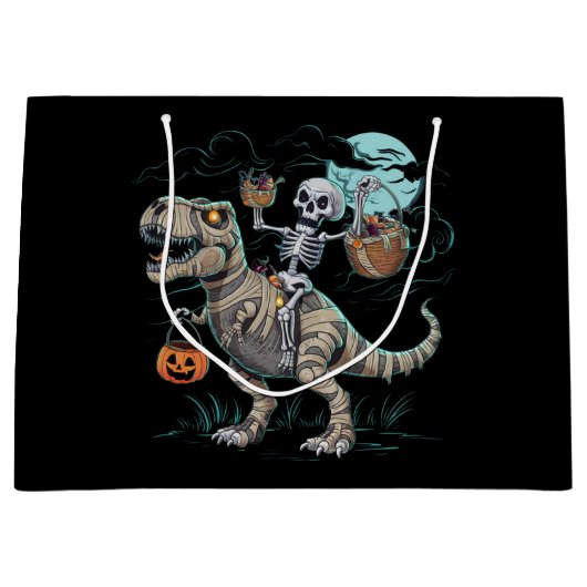 Skeletrog Dinosaur T rex Halloween Pumpkin Groot Cadeauzakje (Voorkant)