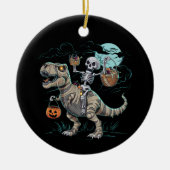Skeletrog Dinosaur T rex Halloween Pumpkin Keramisch Ornament (Voorkant)