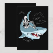 Skeletrog Riding Shark Funny Halloween Gifts Bedankkaart (Voorkant / Achterkant)