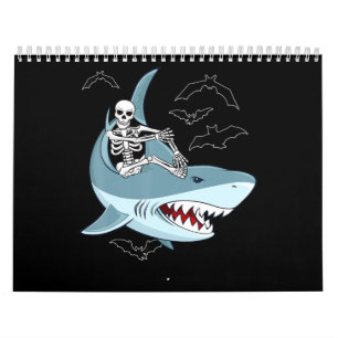 Skeletrog Riding Shark Funny Halloween Gifts Kalender