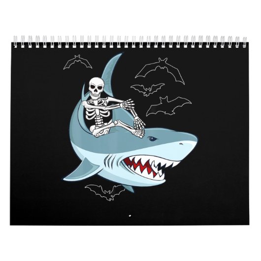 Skeletrog Riding Shark Funny Halloween Gifts Kalender (Hoes)