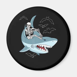 Skeletrog Riding Shark Funny Halloween Gifts Magneet