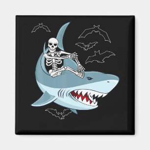 Skeletrog Riding Shark Funny Halloween Gifts Magneet