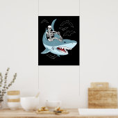 Skeletrog Riding Shark Funny Halloween Gifts Poster (Keuken)