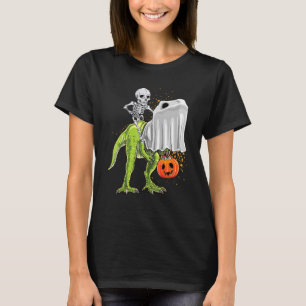 Skeletroodm Dinosaur rex Halloween Pumpk T-shirt