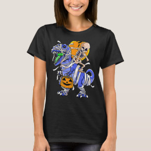 Skeletroodm Dinosaur rex Halloween Pumpk T-shirt