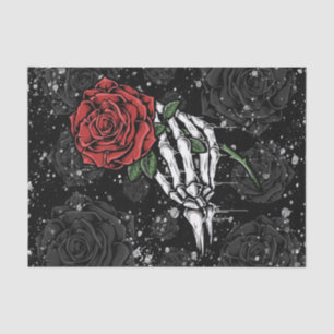 Skeletroos Zilverzwart Gothglamour Cadeau Tissuepapier