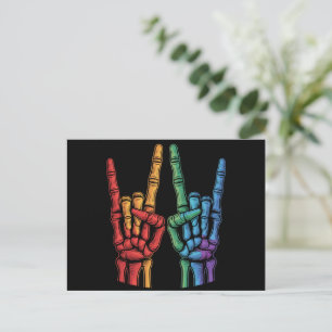Skeletrots Hand LGBTQ Regenboogvlag Gay Pride  Briefkaart
