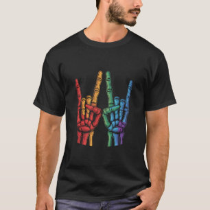 Skeletrots Hand LGBTQ Regenboogvlag Gay Pride T-shirt